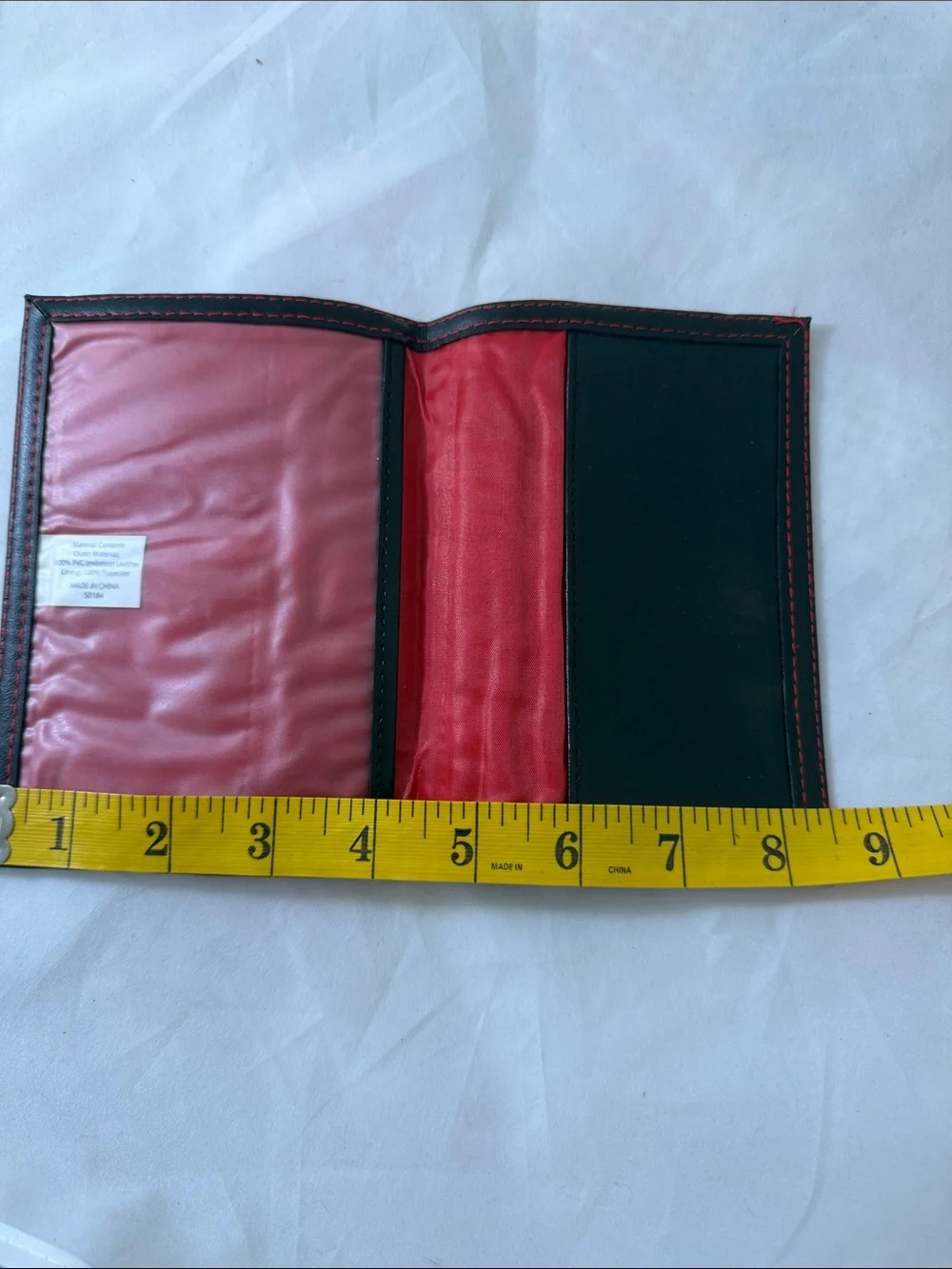 Leather like Passport Holder - Black with Red Stitching